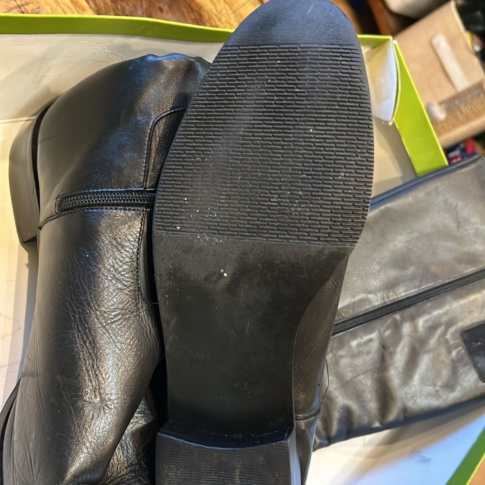 Walking Cradles Women's Black Leather Knee-High Boots - Picture 2 of 4
